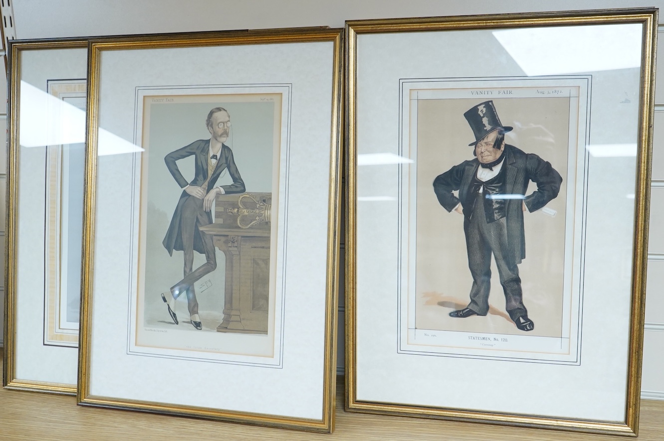 Spy (Leslie Matthew Ward, 1851-1922), Six Vanity Fair lithographic cartoons, to include ‘The Irish Secretary’, 34 x 20cm